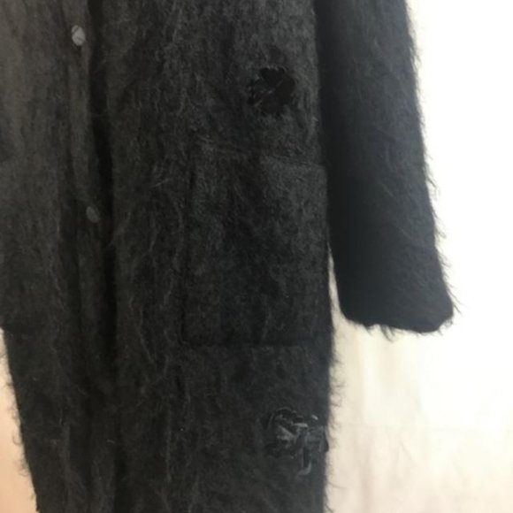 EUC Fendi Mohair Black Coat with Floral Appliqués - Picture 8 of 14